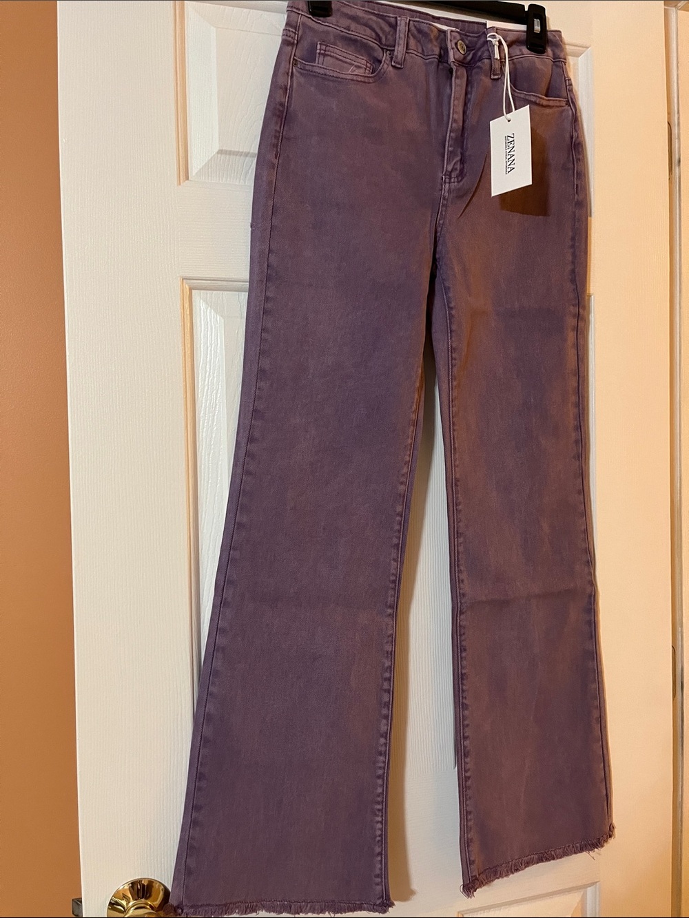 Anna Purple Wide-Leg Jeans with Frayed Hem